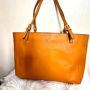 Tory Burch women cognac leather shoulder bag.